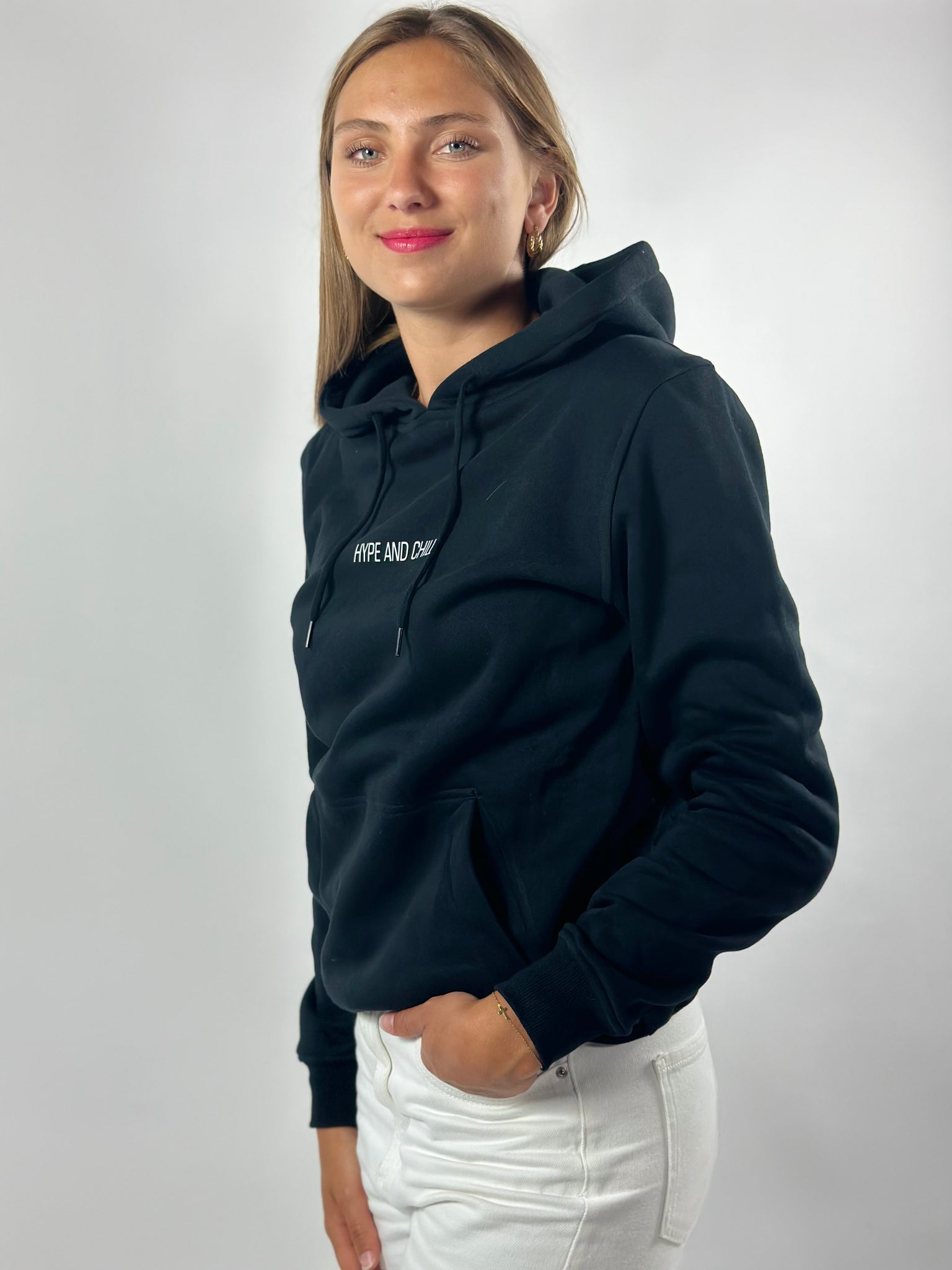 Pull noir à capuche MIXTE ( noir profond )
